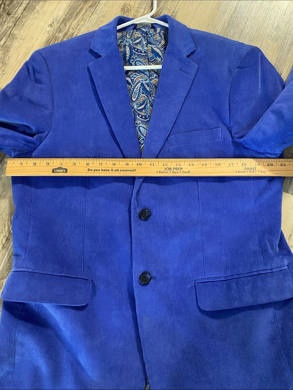 Alan Flusser Corduroy Blazer Mens Medium Blue Two-Button Classic Sport Coat